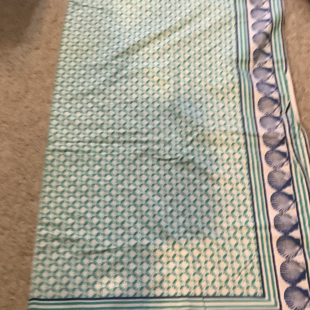 Nicole‎ Miller Teal, Navy & White Striped Lightweight table cloth, cotton